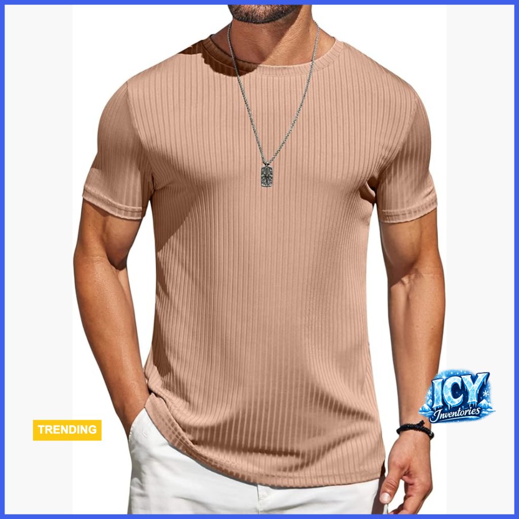 Polyester Spandex Blend Short Sleeve Crew Neck T-Shirt Regular Fit